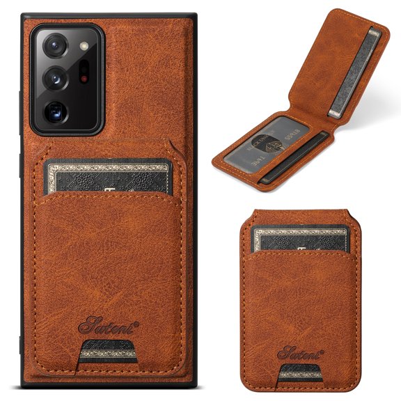 Allytechgroup 2 in 1 Detachable Wallet Case for Samsung Galaxy Note 20 with Card Slots Kickstand, Premium PU Leather Support MagSafe Wireless Charging, Magnetic Function Shockproof Case, Khaki