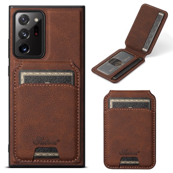 Allytechgroup 2 in 1 Detachable Wallet Case for Samsung Galaxy Note 20 with Card Slots Kickstand, Premium PU Leather Support MagSafe Wireless Charging, Magnetic Function Shockproof Case, Brown