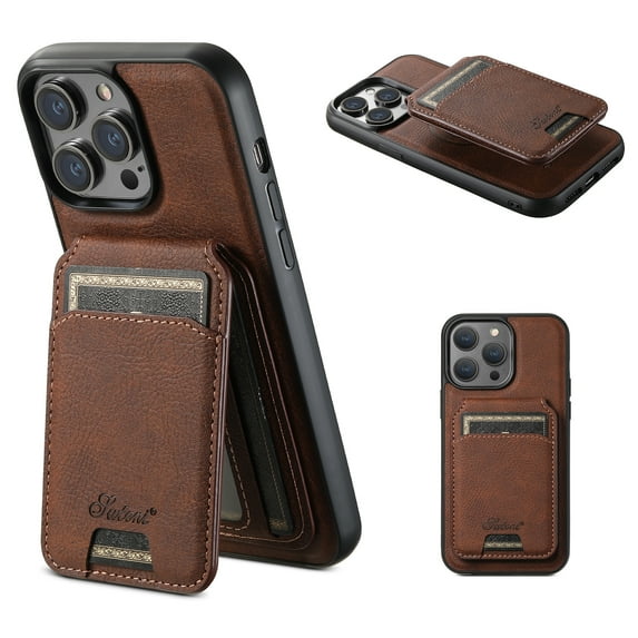 Allytechgroup 2 in 1 Detachable Wallet Case for iPhone 15 Plus with Card Slots Kickstand, Premium PU Leather Support MagSafe Wireless Charging, Magnetic Function Shockproof Case, Brown