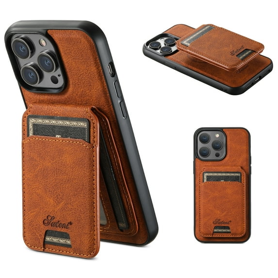 Allytechgroup 2 in 1 Detachable Wallet Case for iPhone 15 Pro with Card Slots Kickstand, Premium PU Leather Support MagSafe Wireless Charging, Magnetic Function Shockproof Case, Khaki