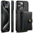 thumbnail image 1 of Allytechgroup 2 in 1 Detachable Wallet Case for iPhone 16 Pro, Compatible with MagSafe Magnetic PU Leather Kickstand Card Holder Shockproof Case Support Wireless Charging for Women Men, Black, 1 of 9