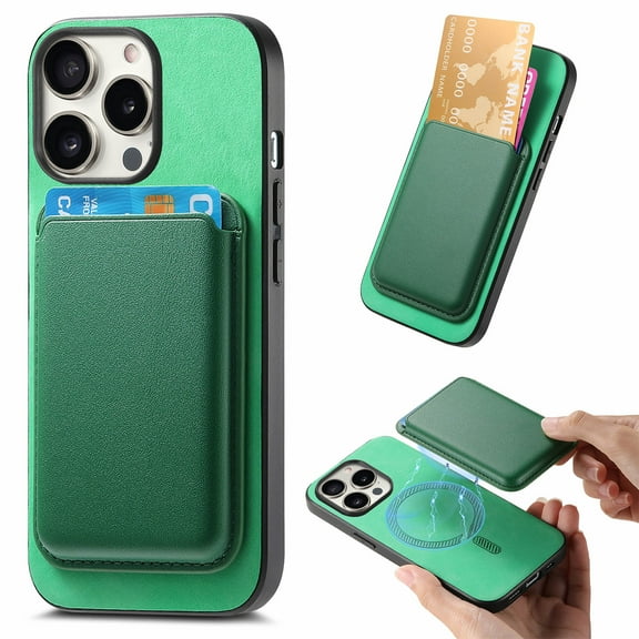 Allytechgroup 2 in 1 Detachable Wallet Case for iPhone 17 Pro Max, [Thin & Light] Luxury PU Leather Card Holder Soft Bumper Shockproof Anti-Scratch Magnetic Case for iPhone 17 Pro Max, Green