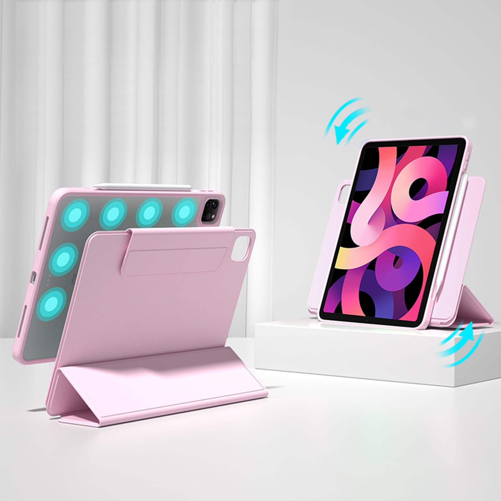 Allytechgroup 2 In 1 Tablet Case for Apple iPad Air 11 Inch M4 M3 M2 2026/2025/2024, Detachable Magnetic Clear Cover Slim Shell Auto Sleep Wake Support Apple Pencil Charging Stand Protective Case