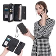 thumbnail image 1 of Allytechgroup 2 in 1 Wallet Case for Apple iPhone 11 Pro, Detachable Back Cover Zipper Purse Card Holder Shockproof Hand Wrist Phone Case for Apple iPhone 11 Pro, Black, 1 of 9