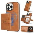 thumbnail image 1 of Allytechgroup 2 In 1 Wallet Case for Apple iPhone 12 Pro / 12 6.1", Detachable Cards Holder Cash Pocket Mangetic Cover [Compatible with Magsafe] Retro PU Leather Phone Case for Women Men, Brown, 1 of 7