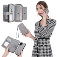 thumbnail image 1 of Allytechgroup 2 in 1 Wallet Case for Apple iPhone 12 Pro Max, Detachable Back Cover Zipper Purse Card Holder Shockproof Hand Wrist Phone Case for Apple iPhone 12 Pro Max, Gray, 1 of 9