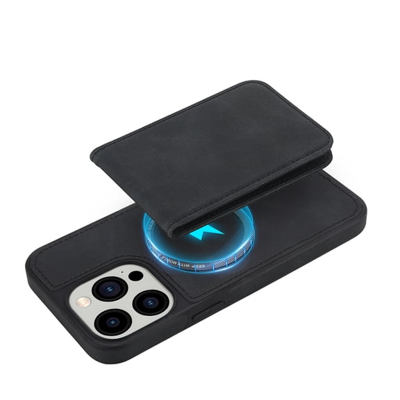Allytechgroup 2 in 1 Wallet Case for Apple iPhone 12 Pro Max, Magnetic Cards Holder Detachable Cover Compatible with Magsafe Protective for Women Men, Black