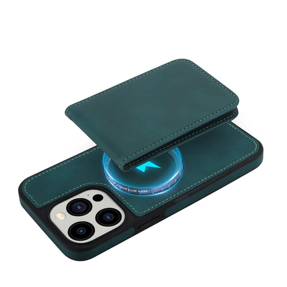 Allytechgroup 2 in 1 Wallet Case for Apple iPhone 12 Pro Max, Magnetic Cards Holder Detachable Cover Compatible with Magsafe Protective for Women Men, Green