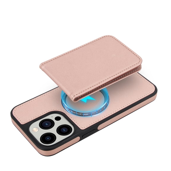 Allytechgroup 2 in 1 Wallet Case for Apple iPhone 12 Pro Max, Magnetic Cards Holder Detachable Cover Compatible with Magsafe Protective for Women Men, Rosegold