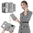 thumbnail image 1 of Allytechgroup 2 in 1 Wallet Case for Apple iPhone 14 Pro, Detachable Back Cover Zipper Purse Card Holder Shockproof Hand Wrist Phone Case for Apple iPhone 14 Pro, Gray, 1 of 8