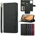 thumbnail image 1 of Allytechgroup 2 in 1 Wallet Case for Apple iPhone 15, Detachable Back Cover Cards Holder RFID Blocking Hand Wrist Shockproof Drop Protective Phone Case for Women Men, Black, 1 of 12