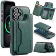 thumbnail image 1 of Allytechgroup 2 In 1 Wallet Case for Apple iPhone 16, Compatible with Mag-safe Detachable 7 Cards Holder RFID Blocking Shockproof Premium PU Leather Phone Case Cover for Women Men, Green, 1 of 10