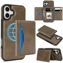 Allytechgroup 2 In 1 Wallet Case for Apple iPhone 16, Detachable Cards Holder Magnetic Back Cover [Compatible with Magsafe] Anti-Scratch Drop Proof Phone Case Shell for Women Men, Coffee