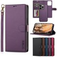 thumbnail image 1 of Allytechgroup 2 in 1 Wallet Case for Apple iPhone 16 Pro, Detachable Back Cover Cards Holder RFID Blocking Hand Wrist Shockproof Drop Protective Phone Case for Women Men, Purple, 1 of 12