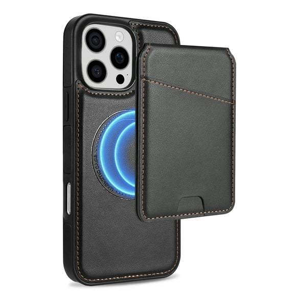 Allytechgroup 2 In 1 Wallet Case for Apple iPhone 16 Pro Max, Detachable Cards Holder Compatible with Magsafe Anti-Scratch Bumper Shockproof Drop Protection Phone Case for Women Men, Black