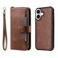 thumbnail image 1 of Allytechgroup 2 in 1 Wallet Case for Apple iPhone 17, Retro PU Leather Flip Cover Stand Magnetic Detachable Case with Cards Slots Hand Wrist Protective Phone Case for Women Men, Coffee, 1 of 2