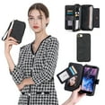 thumbnail image 1 of Allytechgroup 2 in 1 Wallet Case for Apple iPhone SE 2022/2020/ iPhone 7 8, Detachable Back Cover Zipper Purse Card Holder Shockproof Hand Wrist Phone Case for Apple iPhone SE 3rd 2nd Gen, Black, 1 of 8