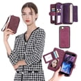 thumbnail image 1 of Allytechgroup 2 in 1 Wallet Case for Apple iPhone SE 2022/2020/ iPhone 7 8, Detachable Back Cover Zipper Purse Card Holder Shockproof Hand Wrist Phone Case for Apple iPhone SE 3rd 2nd Gen, Winered, 1 of 8