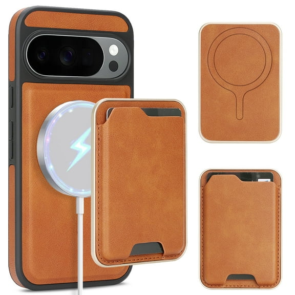 Allytechgroup 2 in 1 Wallet Case for Google Pixel 10 Pro XL, Detachable Magnetic Back Cover Compatible with Magsafe & Car Mounts Cards Holder Shock-Absorbent Phone Case for Women Men,Brown
