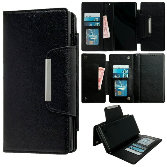 Allytechgroup 2 in 1 Wallet Case for Samsung Galaxy A16 5G, Detachable Back Cover Multiple Cards Slots Magnetic Closure Protective Phone Case for Samsung Galaxy A16 5G, Black