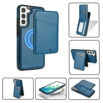 Allytechgroup 2 In 1 Wallet Case for Samsung Galaxy S21  Plus, Detachable Cards Holder Compatible with Magsafe Anti-Scratch Bumper Shockproof Drop Protection Phone Case for Women Men, Blue
