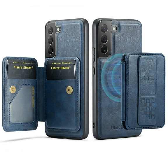 Allytechgroup 2 in 1 Wallet Case for Samsung Galaxy S22 Plus, Detachable Magnetic Cover Compatible with Magsafe Premium PU Leather Cards Holder Shockproof Bumper Phone Case for Women Men, Blue