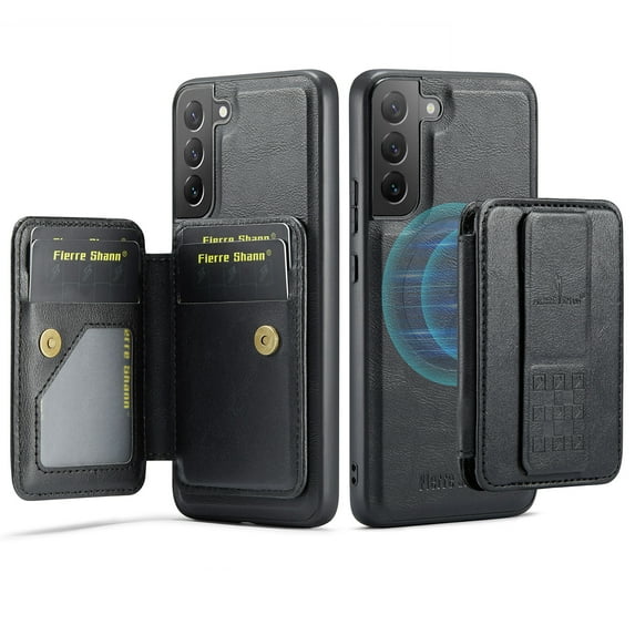 Allytechgroup 2 in 1 Wallet Case for Samsung Galaxy S23 Plus, Detachable Magnetic Cover Compatible with Magsafe Premium PU Leather Cards Holder Shockproof Bumper Phone Case for Women Men, Black