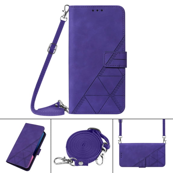 Allytechgroup 2 In 1 Wallet Case for Samsung Galaxy S24, Detachable Shoulder Strap Bumper Anti-Scratch Cards Slots RFID Blocking Flip Stand Phone Case Cover for Galaxy S24, Purple