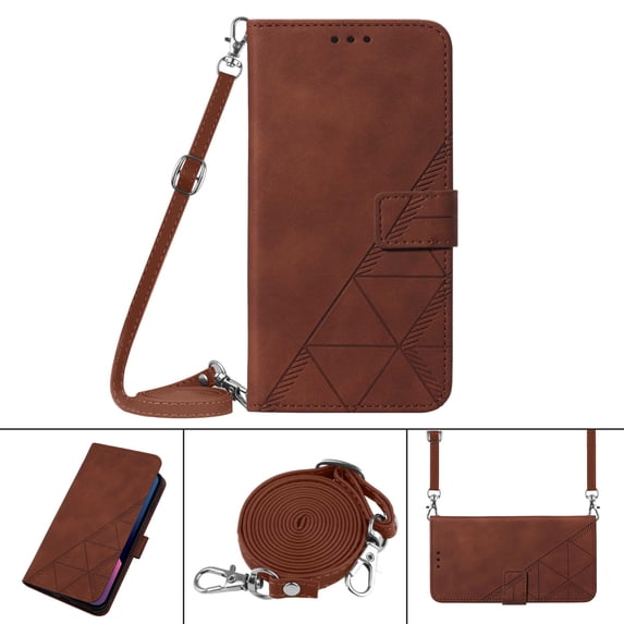 Allytechgroup 2 In 1 Wallet Case for Samsung Galaxy S24, Detachable Shoulder Strap Bumper Anti-Scratch Cards Slots RFID Blocking Flip Stand Phone Case Cover for Galaxy S24, Brown