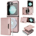 thumbnail image 1 of Allytechgroup 2 in 1 Wallet Case for Samsung Galaxy Z Flip 5, PU Leather [Compatible with Magsafe] Detachable Cards Holder Shockproof Anti-Scratch Slim Fit Shell Cover for Galaxy Z Flip 5, Rosegold, 1 of 11