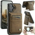 thumbnail image 1 of Allytechgroup 2 In 1 Wallet Case for iPhone 16, PU Leather Magnetic Case with Detachable Cards Holder Support Wireless Charging Full Body Protector Cover for iPhone 16, Coffee, 1 of 11