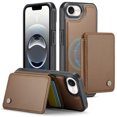 thumbnail image 1 of Allytechgroup 2 In 1 Wallet Case for iPhone 16e, Detachable Magnetic Back Cover Cards Holder Premium PU Leather Stand RFID Blocking Bumper Shockproof Case Cover for iPhone 16e, Brown, 1 of 11