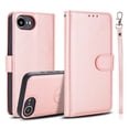 thumbnail image 1 of Allytechgroup 2 In 1 Wallet Case for iPhone 16e, RFID Blocking Detachable Back Cover Shockproof Protective Cards Holder Hand Wrist Phone Case for iPhone 16e, Rosegold, 1 of 7