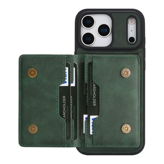 Allytechgroup 2 in 1 Wallet Case for iPhone 17, Detachable Cards Holder [Compatible with Magsafe] Anti-Scratch Slim Fit Shell Cover Shockproof Bumper for iPhone 17, Green
