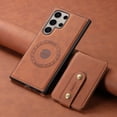 thumbnail image 1 of Allytechgroup 2 in 1 Wallet Detachable Cards Holder Case for Samsung Galaxy S23 Ultra, Magnetic Back Cover Compatible with Magsafe & Car Mount Stand Shockproof Phone Case for Women Men, Brown, 1 of 9