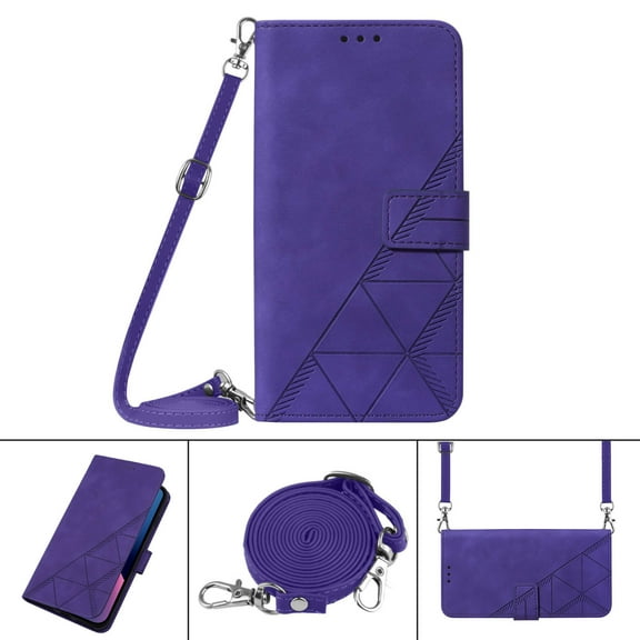 Allytechgroup 2 In 1 Wallet Case for Samsung Galaxy S23 FE, Detachable Shoulder Strap Bumper Anti-Scratch Cards Slots RFID Blocking Flip Stand Phone Case Cover for Galaxy S23 FE, Purple
