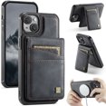 thumbnail image 1 of Allytechgroup 2 In 1 Wallet Case for iPhone 15, PU Leather Magnetic Case with Detachable Cards Holder Support Wireless Charging Full Body Protector Cover for iPhone 15, Black, 1 of 11