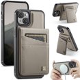 thumbnail image 1 of Allytechgroup 2 In 1 Wallet Case for iPhone 15, PU Leather Magnetic Case with Detachable Cards Holder Support Wireless Charging Full Body Protector Cover for iPhone 15, Gray, 1 of 9
