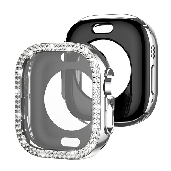 Allytechgroup Bling Bumper Case Compatible with Apple Watch Series 6/5/4/SE 40mm Case, Crystal Diamond Rhinestone Protective Face Cover for iWatch Series 6/5/4/SE 40mm, Silver