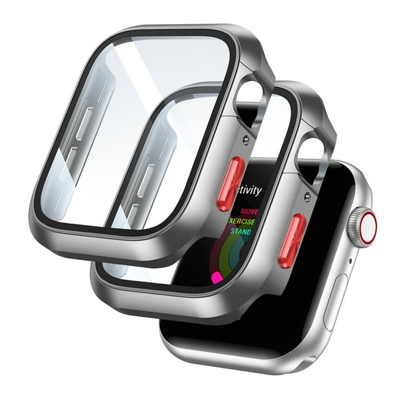 Allytechgroup 2 Pack Case Compatible for Apple Watch Series 11/10 42mm Screen Protector, Full Hard PC Scratch Resistant Bumper Protective Cover for iWatch Series 11/10 42mm, Titanium