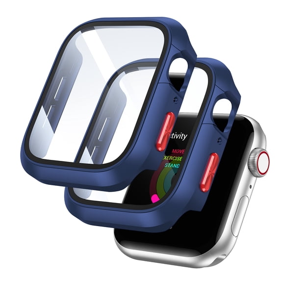 Allytechgroup 2 Pack Case Compatible for Apple Watch Series 10 46mm Screen Protector, Full Hard PC Scratch Resistant Bumper Protective Cover for iWatch Series 10 46mm, Blue