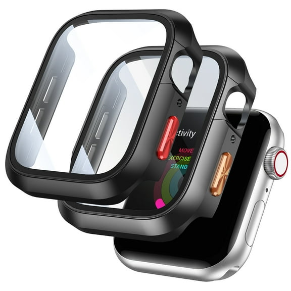 Allytechgroup 2 Pack Case Compatible for Apple Watch Series 11/ Series 10 46mm Screen Protector, Full Hard PC Scratch Resistant Bumper Protective Cover for iWatch Series 11/10 46mm, Gun+Black