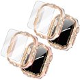 thumbnail image 1 of Allytechgroup [2 Pack] Glitter Case with Screen Protector for Apple Watch Series 10 46mm, Full Body Protective Tempered Glass HD Clear Screen Protector  Cover with Bling Rhinestone for Girls Women, 1 of 7