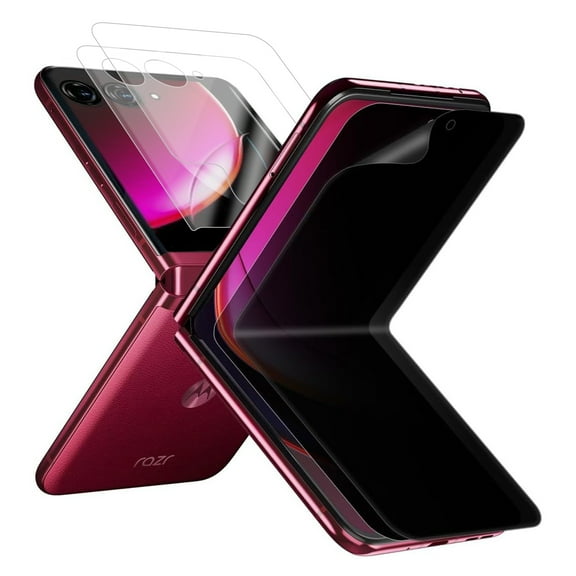 Allytechgroup 2 Pack Privacy Anti-Spy Screen Protector for Motorola Razr 2024, 2 Pack Inside + 2 Pack Front Premium Flexible EPU Hybrid Film, Self-Healing, Easy Installation, Black