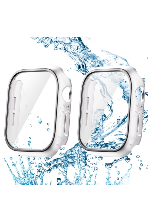 [2 Pack] Waterproof Case Cover for Apple Watch Series 10 46mm, with Screen Protector Full Body Shockproof Anti-Scratch HD Clear Dustproof Case for iWatch Series 10 46mm, Silver