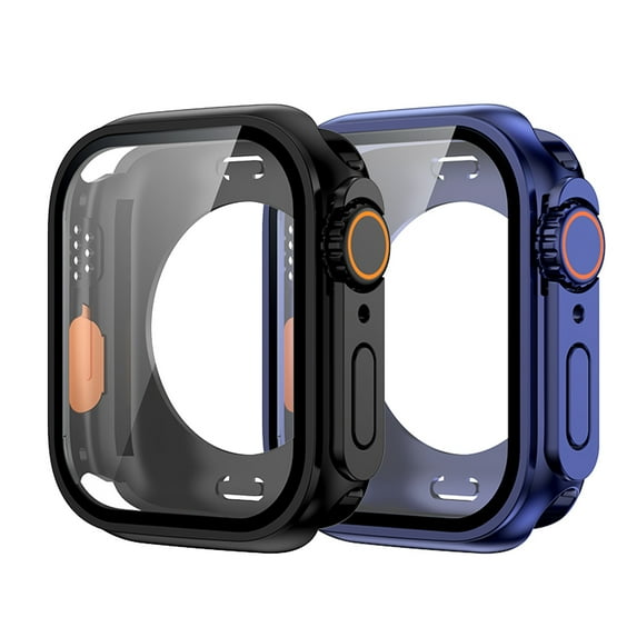 Allytechgroup 2 Pack for iWatch Series 11/ Series 10 46mm Screen Protector Case, Support Wireless Charging Waterproof Shockproof Protective Cover Bumper Protector for Women Men, Darkblue+Black