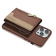 thumbnail image 1 of Allytechgroup 2-in-1 Magnetic Wallet Case for Apple iPhone 13 Pro Max, Detachable Card Holder with Zipper Pocket RFID Blocking Kickstand PU Leather Protective Flip Cover with 6 Slots, Brown, 1 of 6