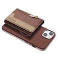 thumbnail image 1 of Allytechgroup 2-in-1 Magnetic Wallet Case for Apple iPhone 14, Detachable Card Holder with Zipper Pocket RFID Blocking Kickstand PU Leather Protective Flip Cover with 6 Slots, Brown, 1 of 6