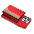 thumbnail image 1 of Allytechgroup 2-in-1 Magnetic Wallet Case for Apple iPhone 14 Pro Max, Detachable Card Holder with Zipper Pocket RFID Blocking Kickstand PU Leather Protective Flip Cover with 6 Slots, Red, 1 of 6