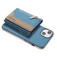 thumbnail image 1 of Allytechgroup 2-in-1 Magnetic Wallet Case for Apple iPhone 15 Plus, Detachable Card Holder with Zipper Pocket RFID Blocking Kickstand PU Leather Protective Flip Cover with 6 Slots, Lightblue, 1 of 6